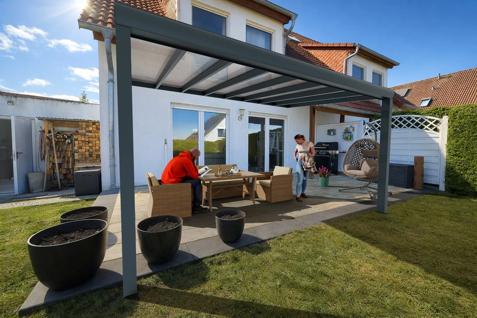 Wizualizacja 3D zadaszenia tarasowego